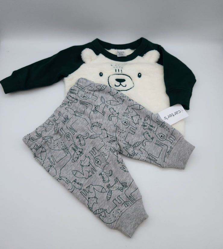 Carters Baby Boys 2-Pc. Faux-Fur Sweatshirt and Fleece Jogger Pants Set