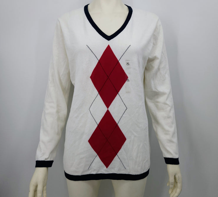 Tommy Hilfiger Womens Argyle Sweater, Size XL