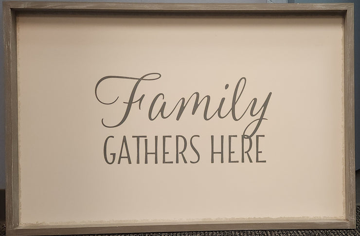 Quill to Paper Family Gathers Here Framed Wall Art, 24x36