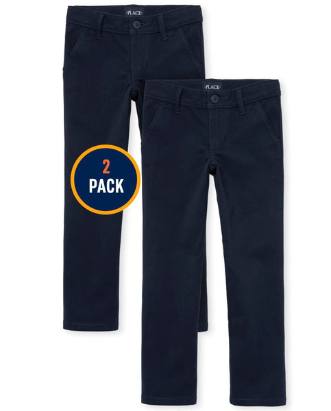 The Childrens Place Girls Uniform Stretch Skinny Chino Pants 2-Pack in Blue | Size 10 |