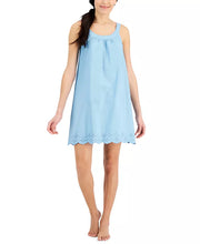 Charter Club Cotton Eyelet-Trim Chemise Nightgown, Size XL