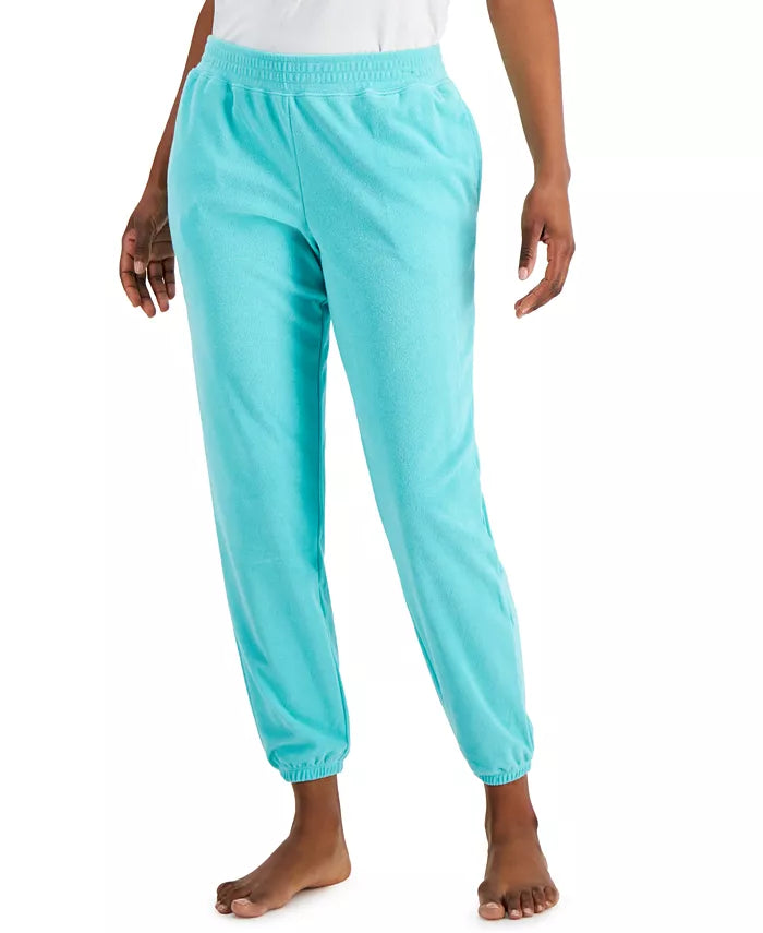 Jenni Womens Smocked-Waist Terrycloth Jogger Pants