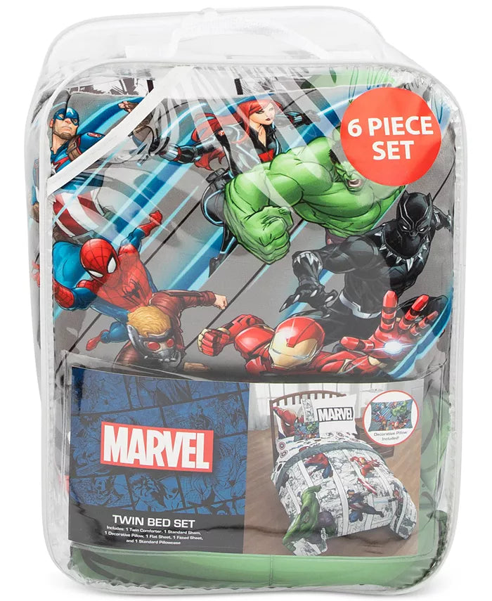 Disney Avengers Comic Punch 6-Pc. Twin Comforter Set - Multi