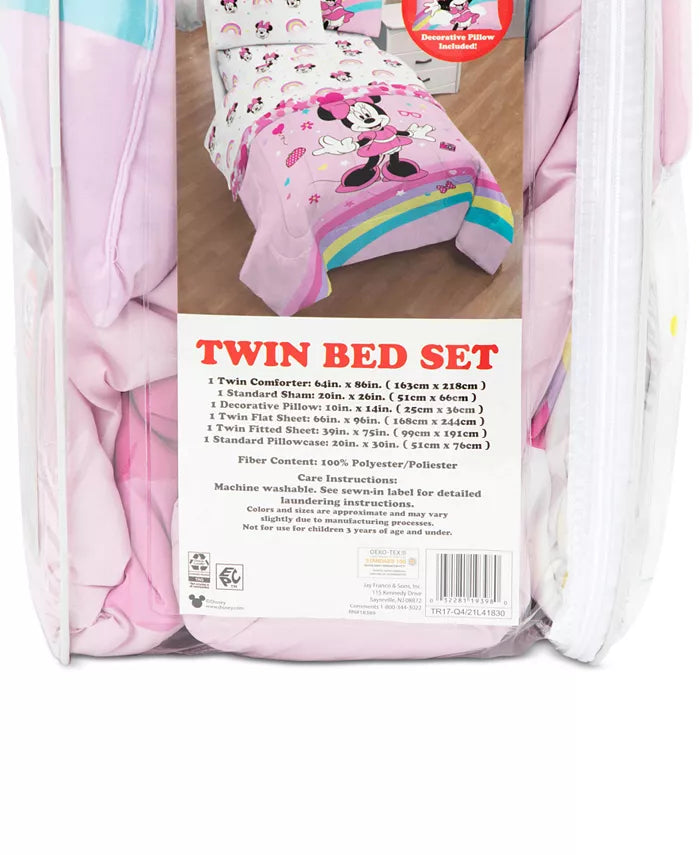 Disney Minnie Mouse Rainbow Stripe 6-Pc. Twin Comforter Set - Multi