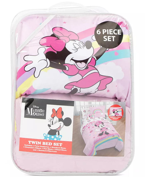 Disney Minnie Mouse Rainbow Stripe 6-Pc. Twin Comforter Set - Multi