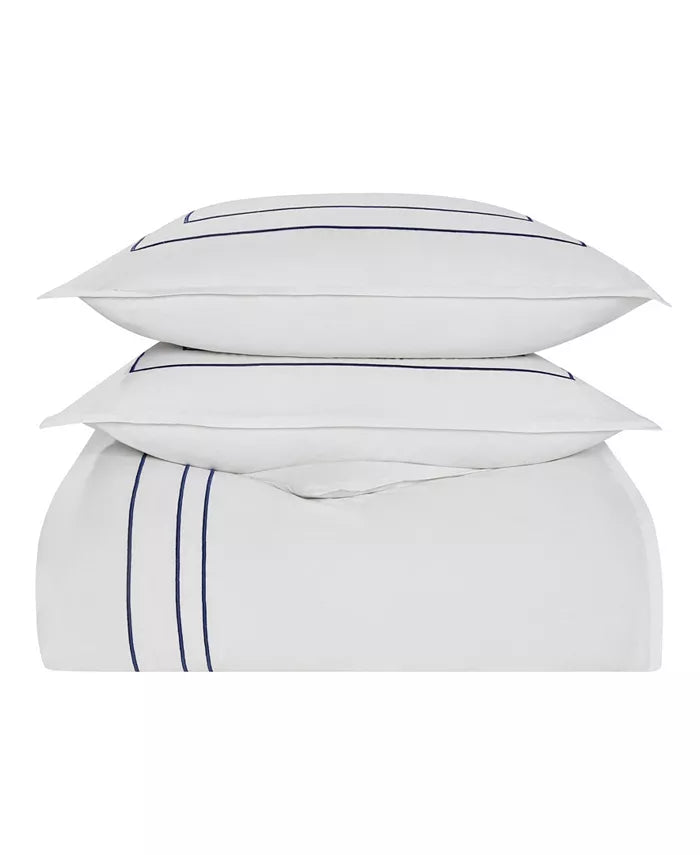 NAUTICA Alden White Embroidered 2-Piece Duvet Cover Set, Twin