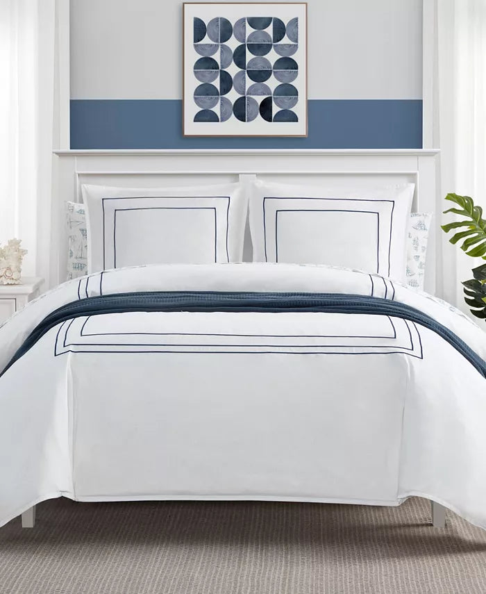 NAUTICA Alden White Embroidered 2-Piece Duvet Cover Set, Twin