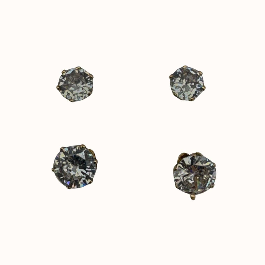 Anne Klein Silver-Tone Glass Stone Stud Earring Set