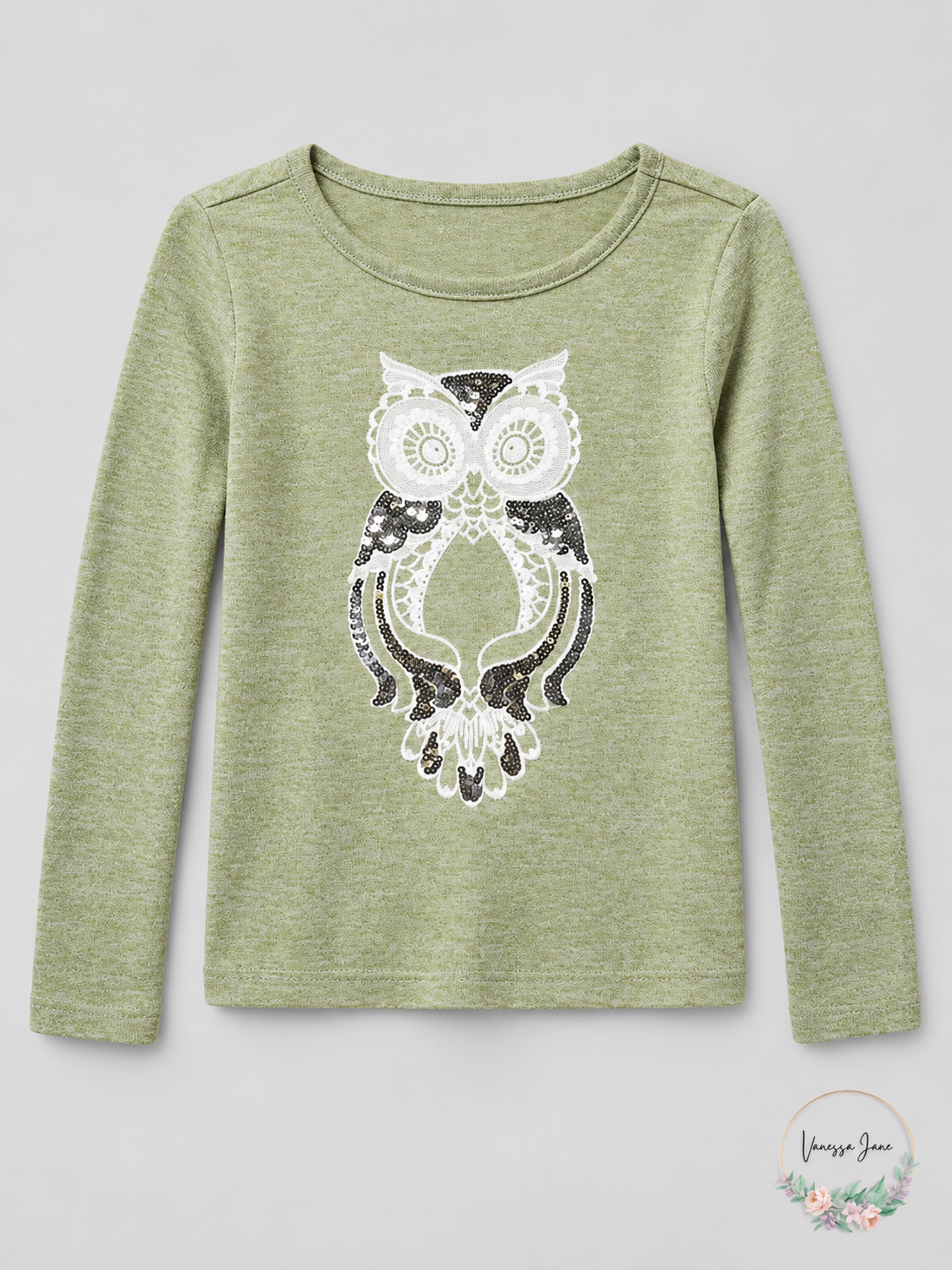 The Childrens Place Embellished Graphic Long Sleeve Snit Top - Green, Size 16