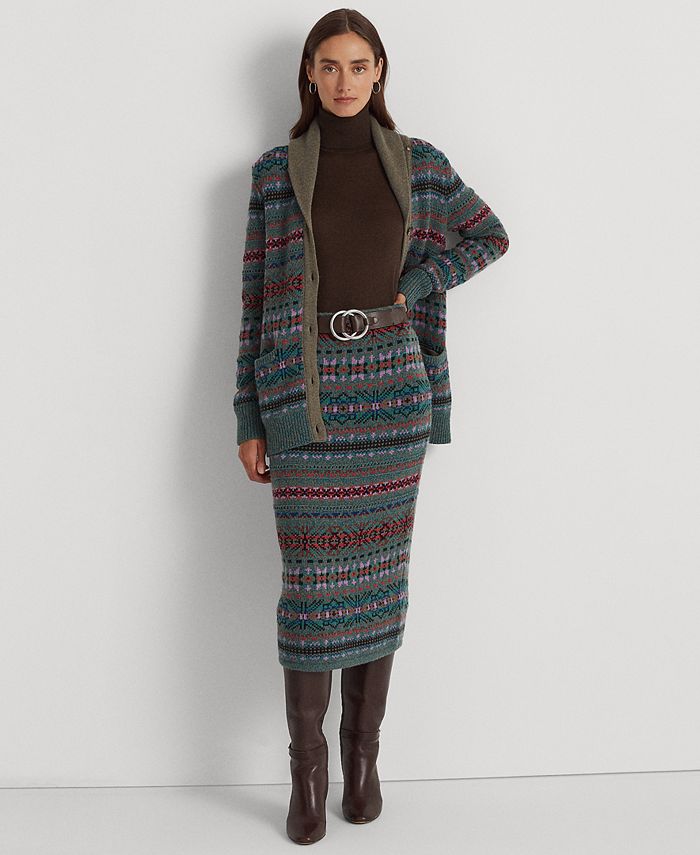 LAUREN RALPH LAUREN Fair Isle Wool-Blend Pencil Skirt