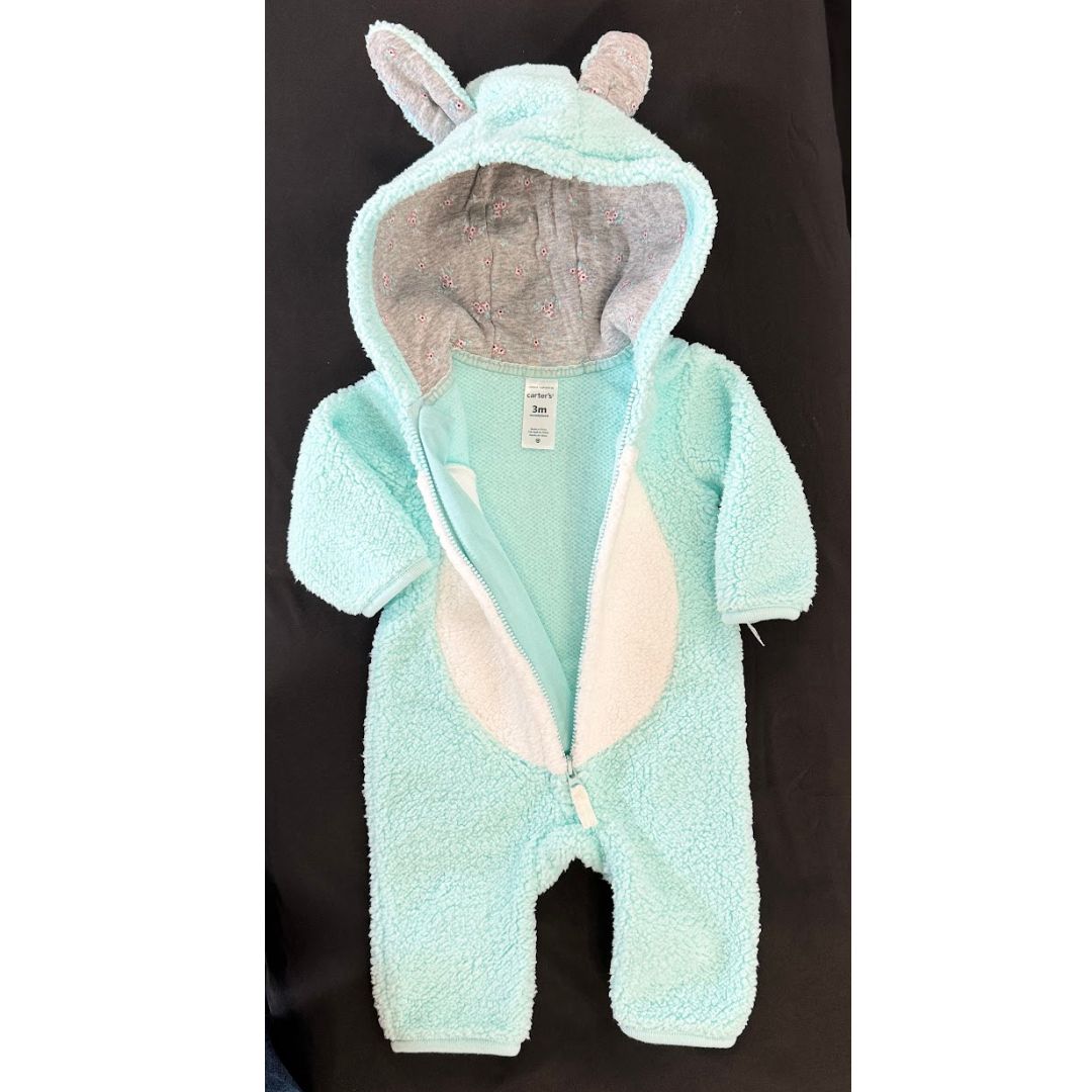 Carter's Baby Girls Hooded Fleece Coverall, Minty