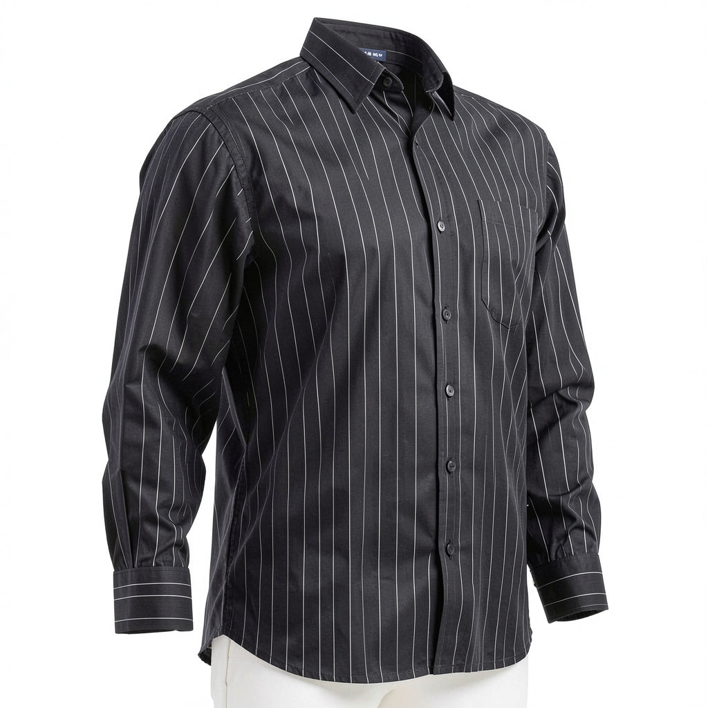S.S. Tailors Men's Dress Shirt, Black, Size L