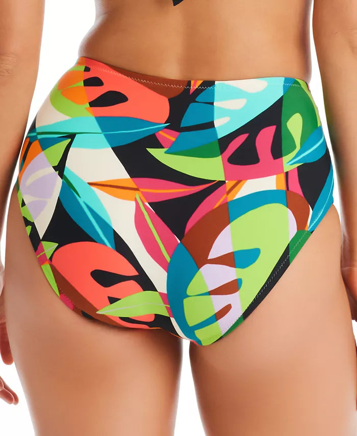 Bar Iii Womens Tropical Dreams Side-Shirred High-Waist Bikini Bottoms