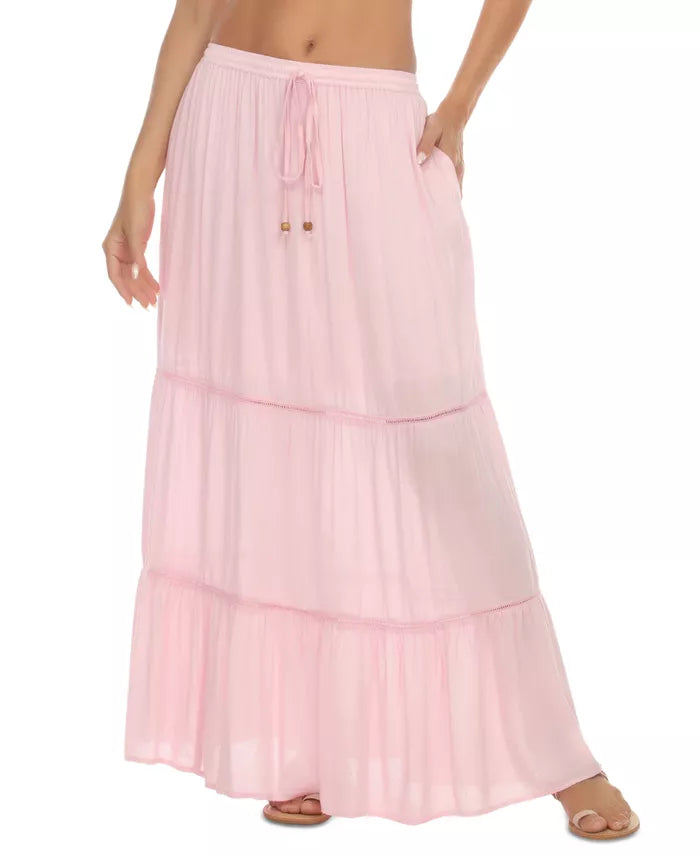 RAVIYA Lace-Trim Tiered Maxi Skirt, Size XL