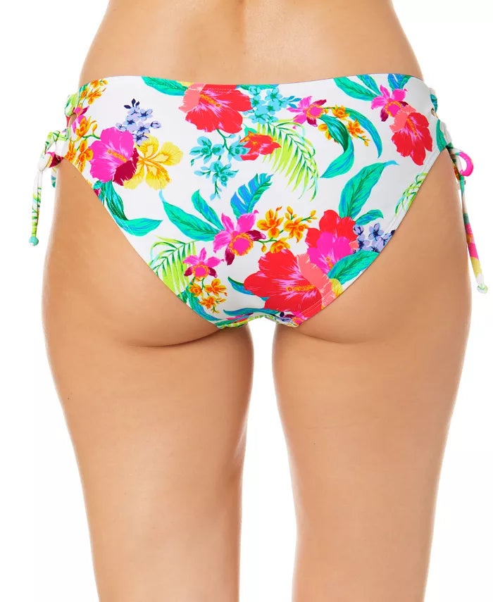 Salt + Cove Juniors Retro Hibiscus Lace-up Hipster Bikini Bottoms