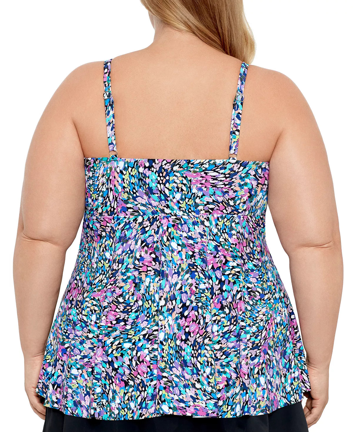 Swim Solutions Plus Size Printed V-Neck Underwire Tankini Top, Size 16W