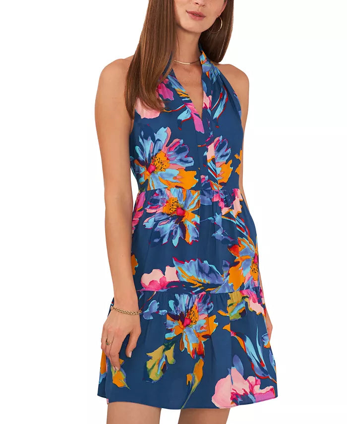 1.STATE Women's Printed Sleeveless Tiered Swim-Dress Cover-Up