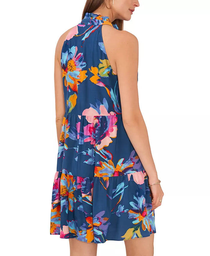 1.STATE Women's Printed Sleeveless Tiered Swim-Dress Cover-Up