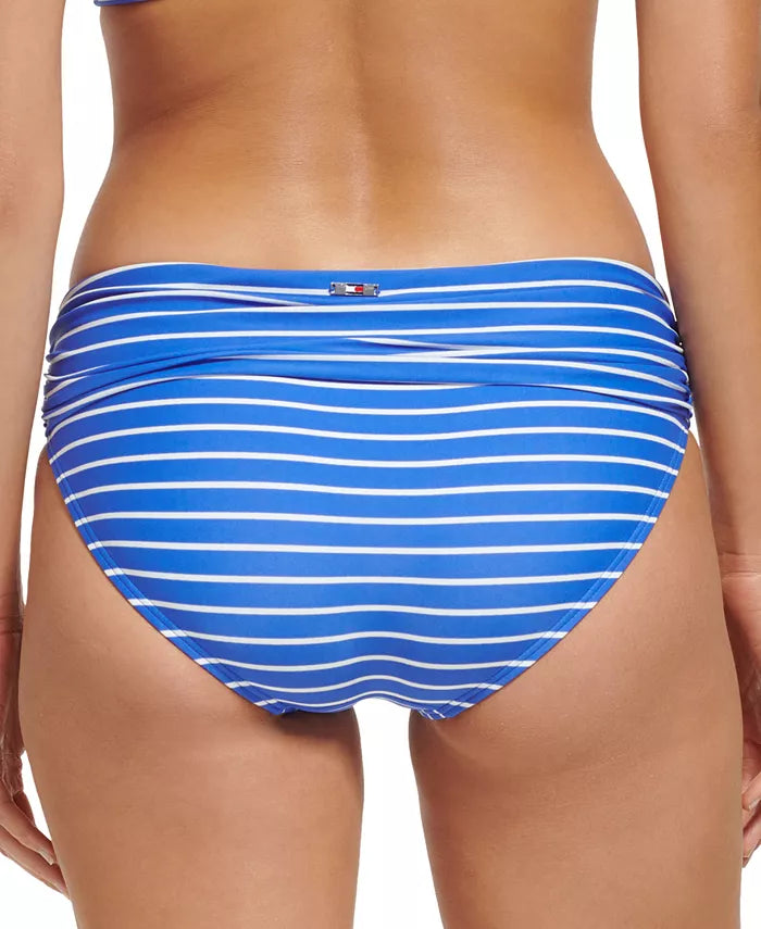 Tommy Hilfiger Womens Striped Fold Over Bikini Bottoms, Size Small