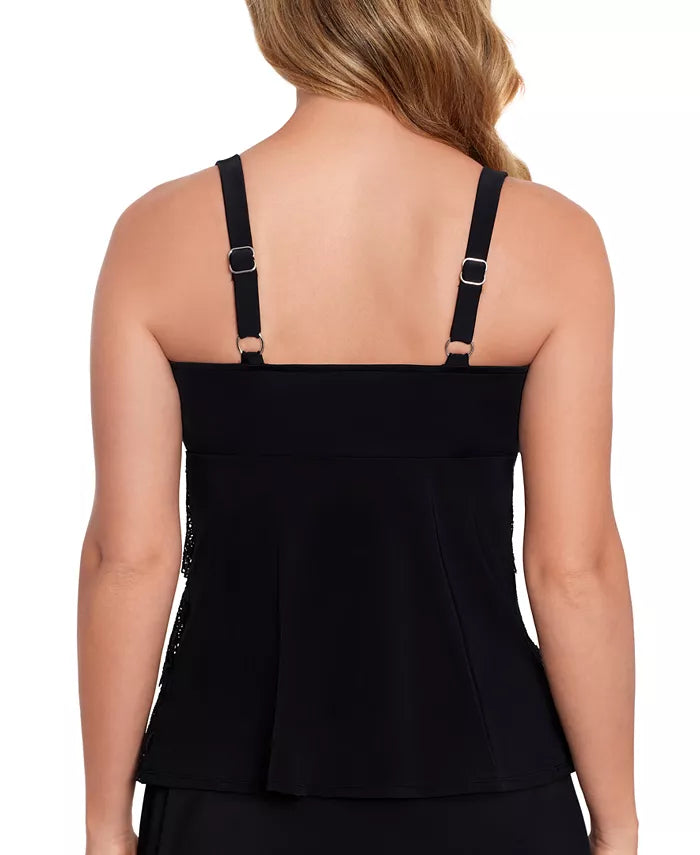 Swim Solutions Womens V-Neck Tier Tankini Top, Size 8