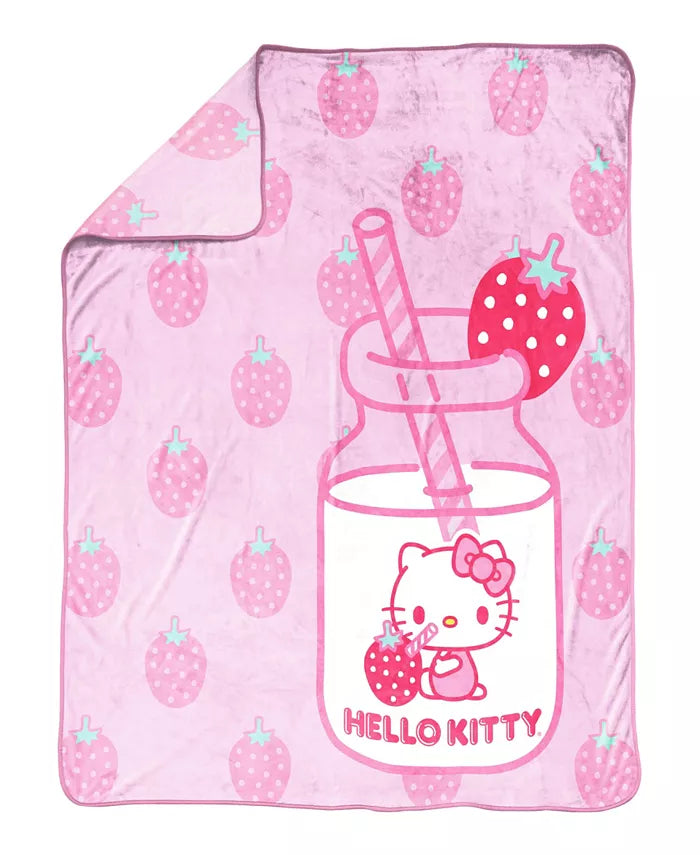 HELLO KITTY Jay Franco Strawberry Milk Silk Touch Throw, 60 x 46