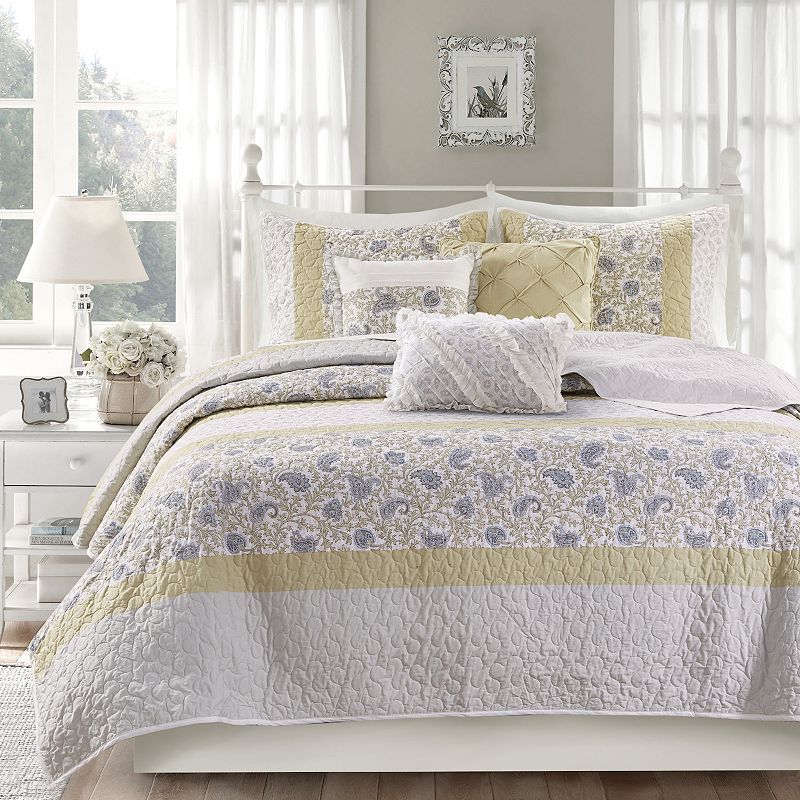 Madison Park Dawn 6 Piece Cotton Percale Reversible Coverlet Set - King/Cal King