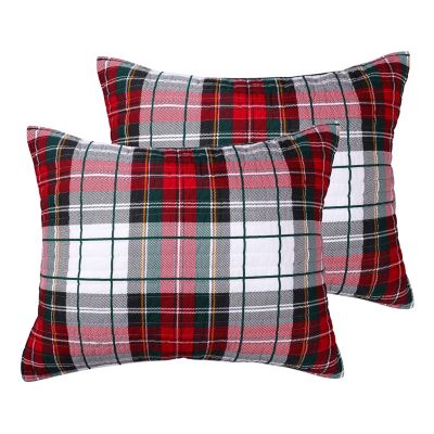 LEVTEX Spencer Red Plaid Quilted 2-Pc. Sham Set, King