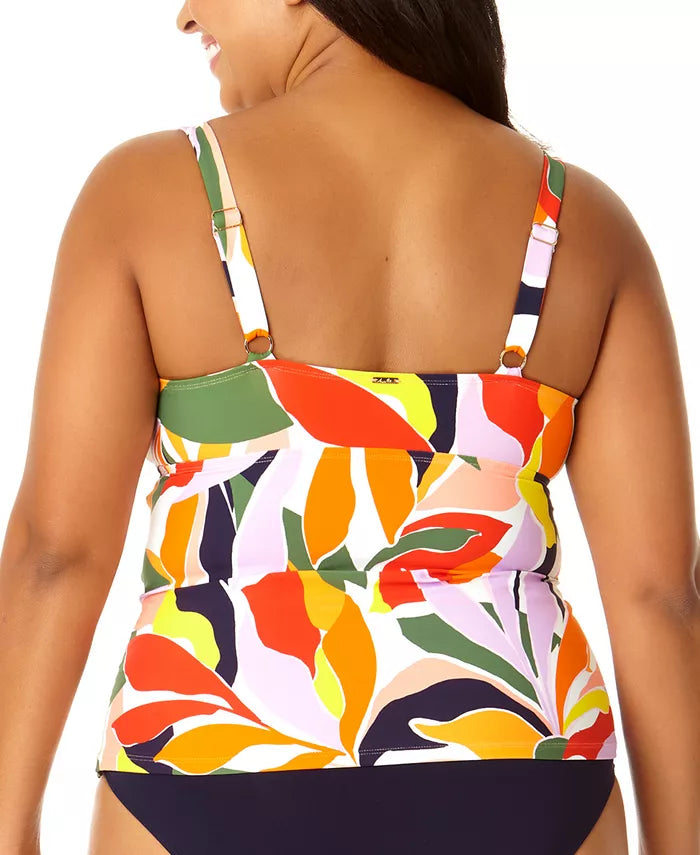 Anne Cole Plus Size Printed V-Neck Tankini Top Womens, Size 20W