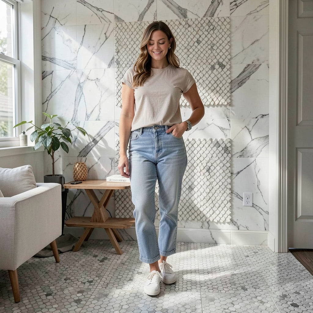 Lot of 3 sheets 12 in. x 12 in. Marble Mosaic Floor and Wall Tile