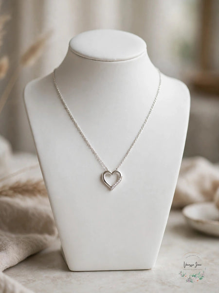 Giani Bernini CZ heart necklace on bust