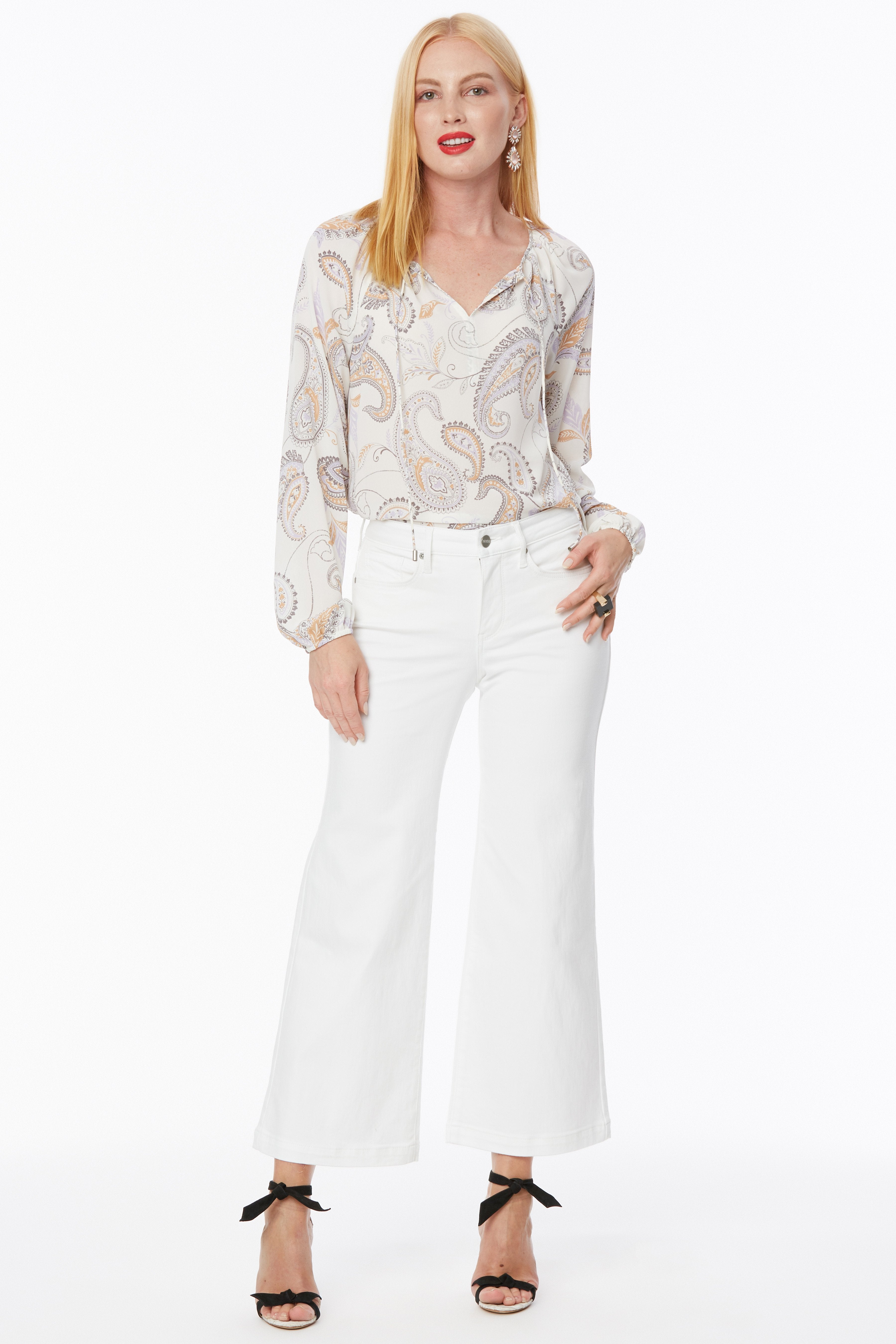 NYDJ Womens Teresa Wide Leg Ankle Jeans in Optic White, Regular, Size: 18