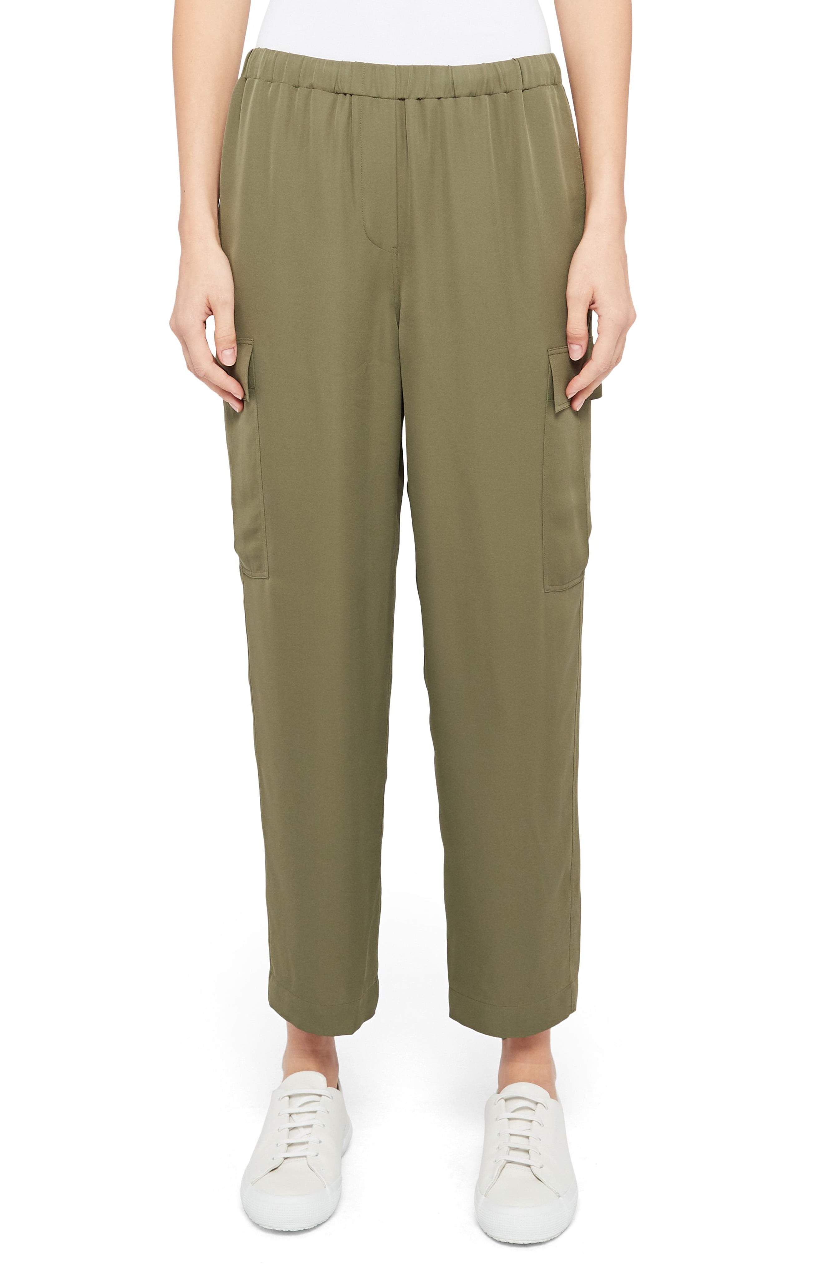 Theory Womens Pocket Silk Jogger Pants, Size Small