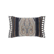 J Queen New York Linette Polyester Boudoir Decorative Throw Pillow 15X22, Blue