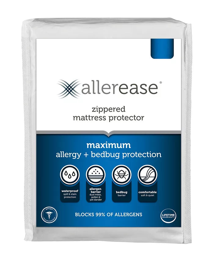 Allerease Maximum Allergy Relief Zippered Mattress Protector, Queen