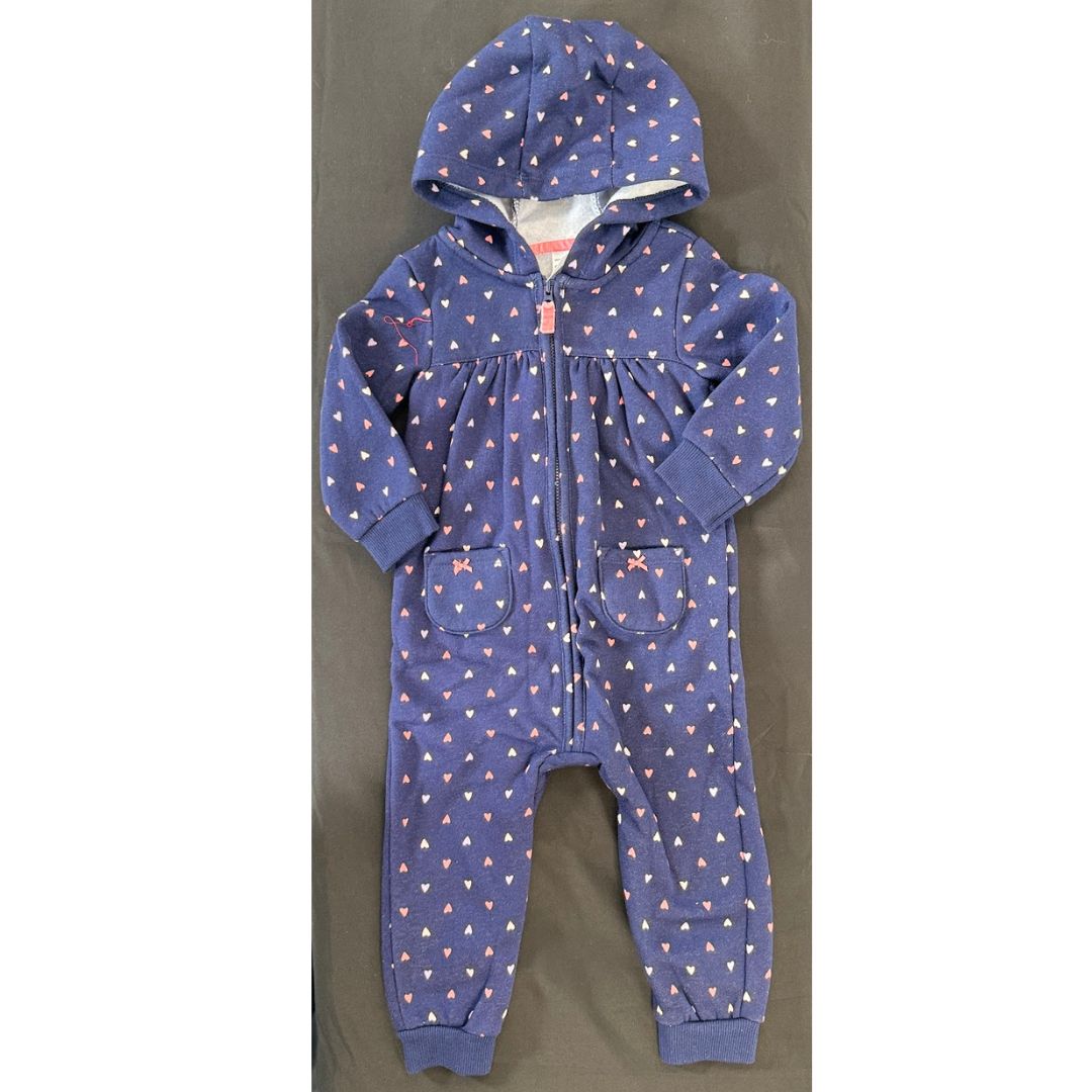 Carter'sGirls Fleece Hooded Coverall ,Size 18 Months