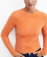 Mango Womens Ribbed Soft Sweater - Orange, Size Small