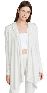 Calvin Klein Pure Lounge Long Sleeve Open Hoodie - Snow Heather, Size XS