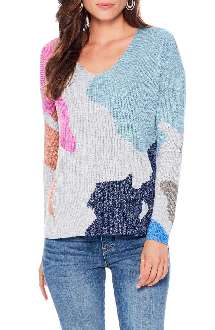 NIC+ZOE Puzzle Time Cotton-Blend Sweater, Size XL