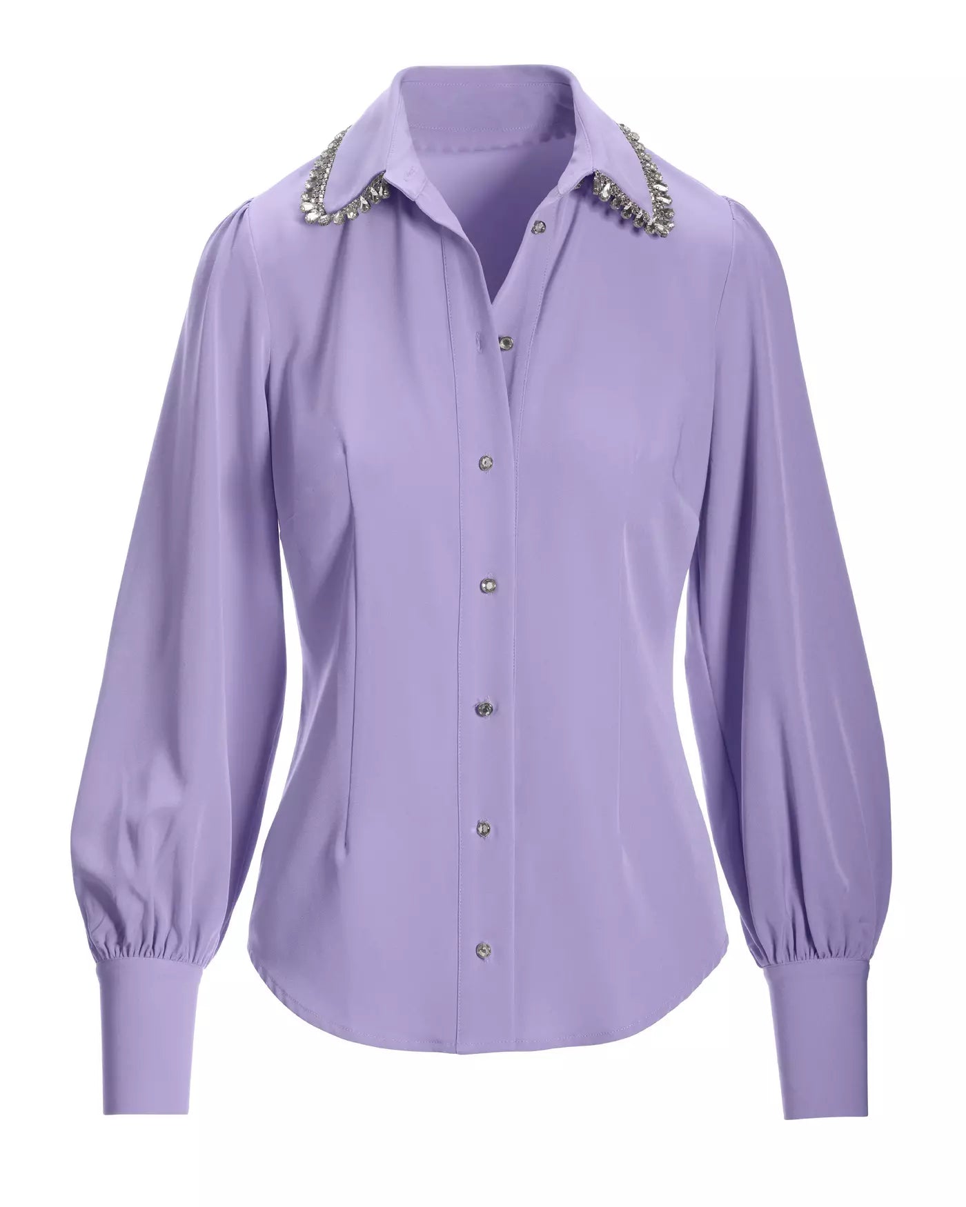 Boston Proper Crystal Embellished Collar Victoria Chic Drama Sleeve Shirt, Medium