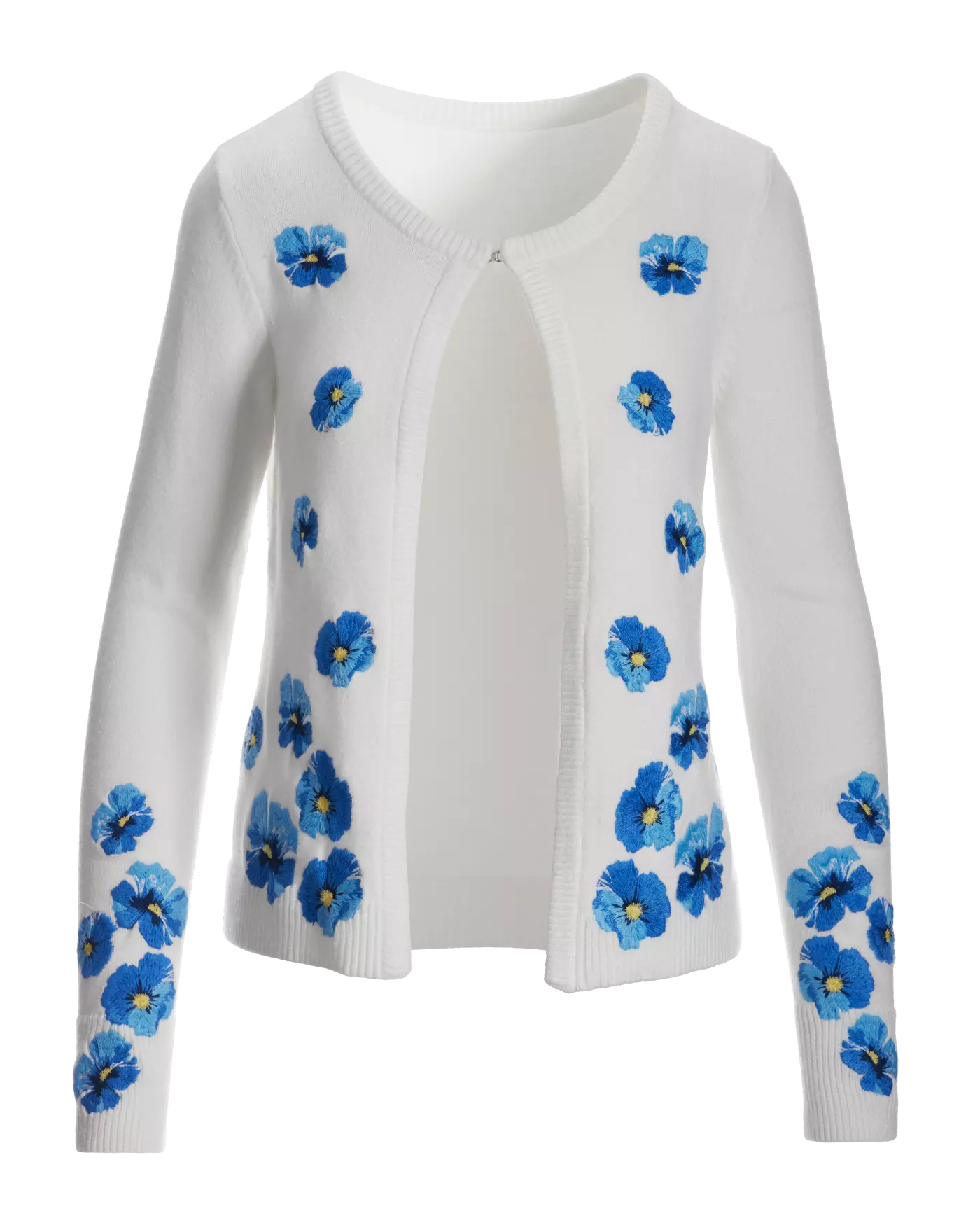 Boston Proper Floral Embroidered Cardigan, Size Medium