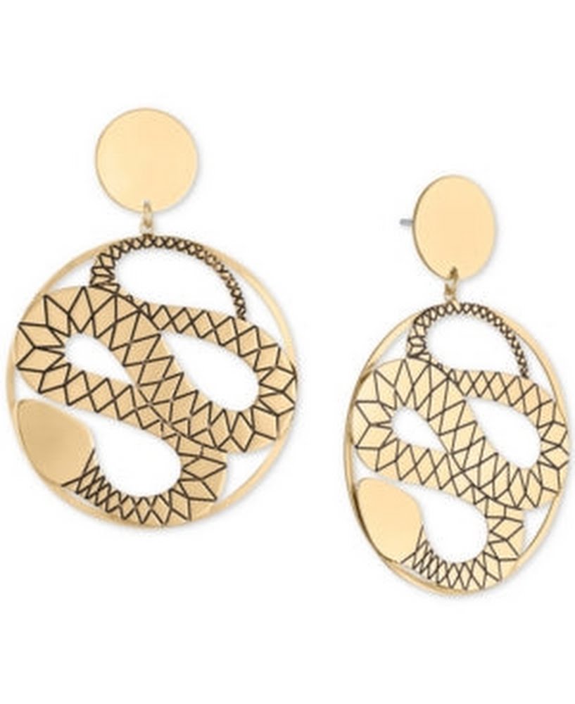 Rachel Rachel Roy Gold-Tone Snake Disc Drop Earrings