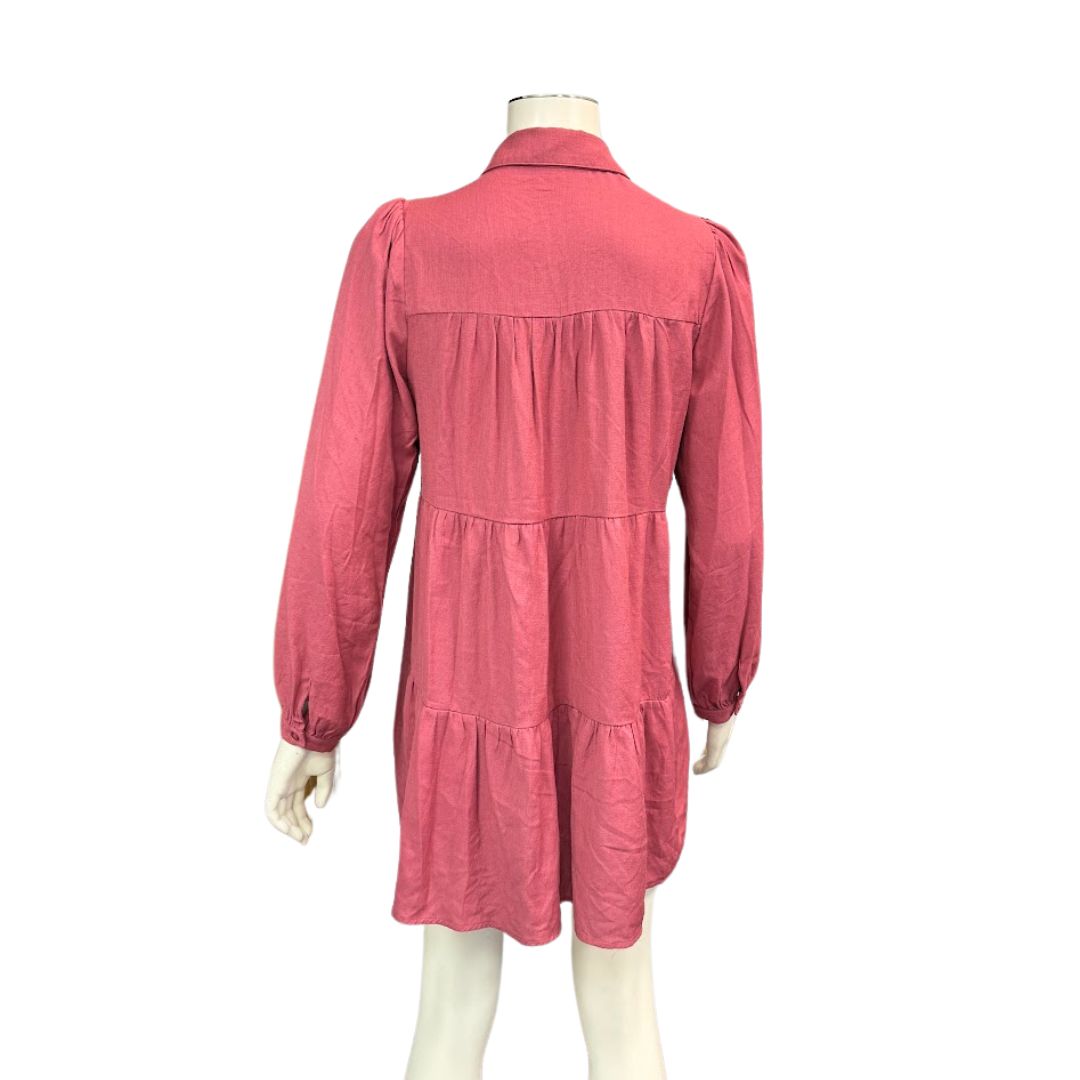 Mi Ami Fable Tiered Long Sleeve Mini Dress, Size Medium