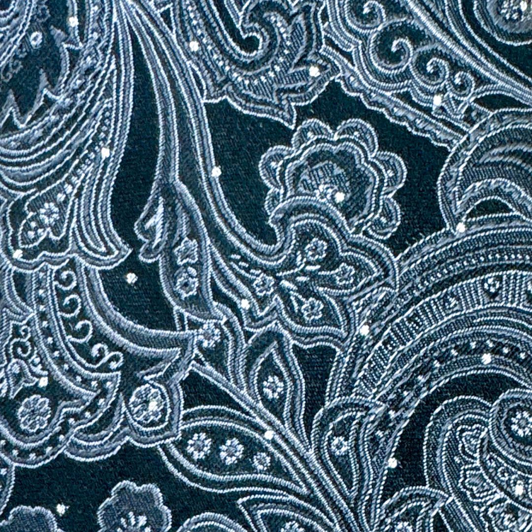 Stafford Silk Tie Black Silver Paisley Floral Men Necktie 58.5 x 3.25