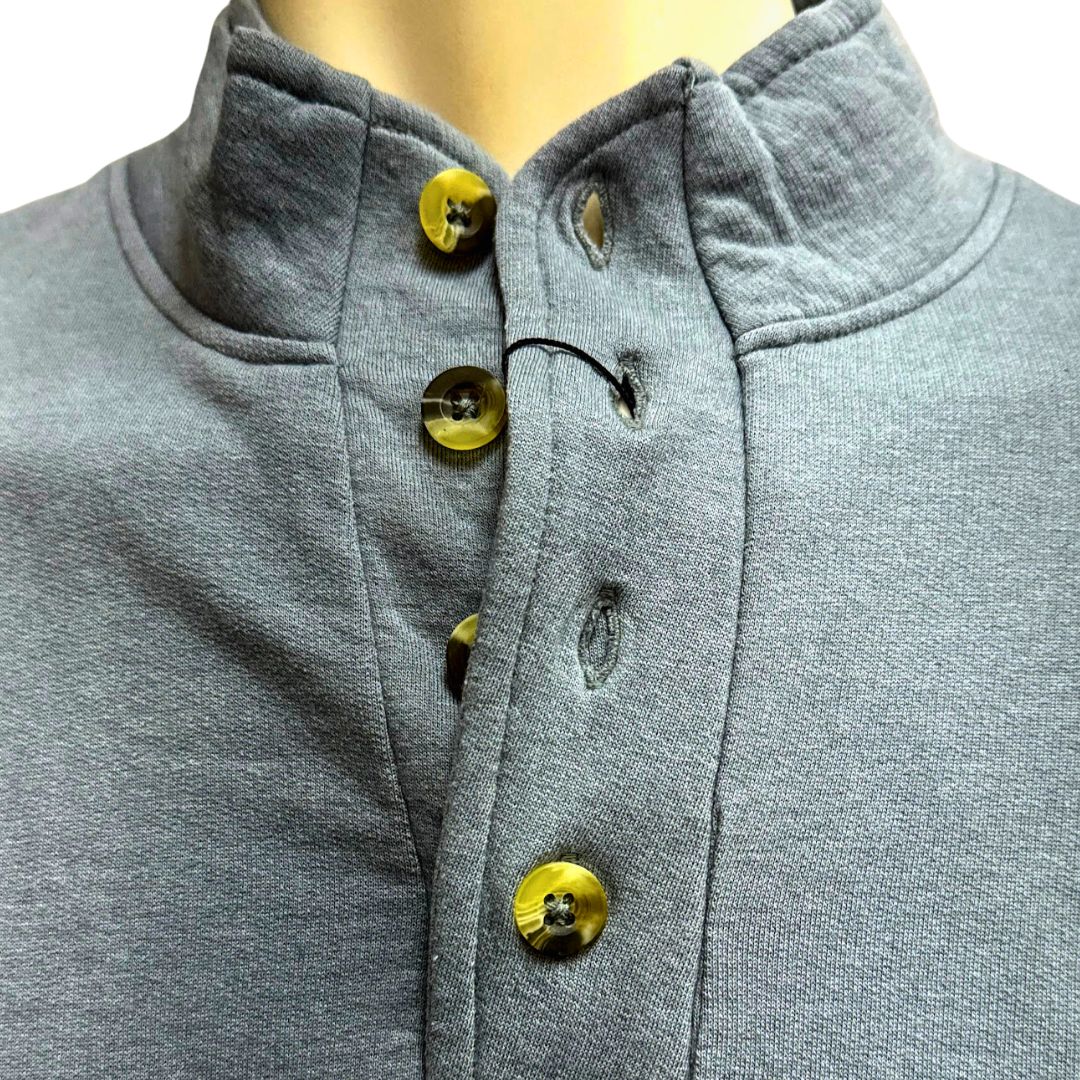 Copper and Oak Long Sleeve Men’s Henley Shirt Graphite Gray, Size Large