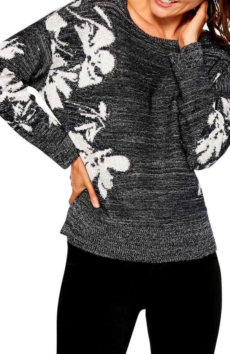 NIC+ZOE  Shimmer Petals Sweater, Size XS