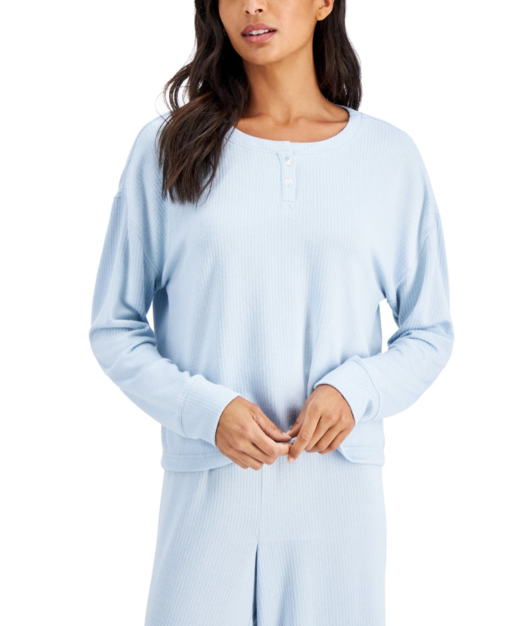 Jenni Ribbed Henley Pajama Top, Size Small