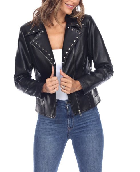 White Mark Womens Faux Leather Jacket