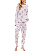 Roudelain Printed Wide-Band Sweatshirt and Jogger Pants Pajama Set