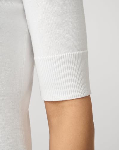 Cable and Gauge White Short Elbow Sleeve Crewneck Sweater, Size Medium