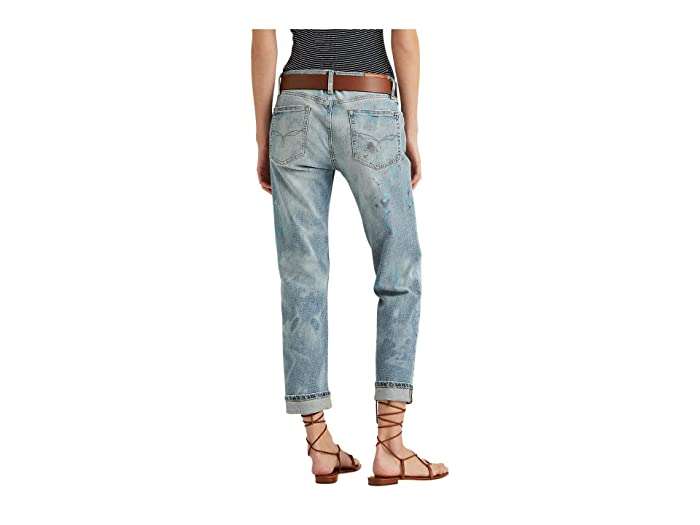 Ralph Lauren Womens Navy Distressed Taper Jeans, Size 4